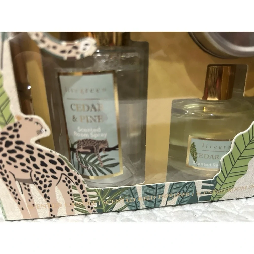 Luxury Home Fragrance 3pc Gift Set CEDAR & PINE Room Spray Candle Reed Diffuser‎